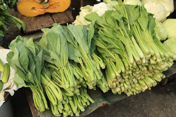 Verde Lasciare Verdure Asiatico Fresco Cibo Locale Mercato — Foto Stock