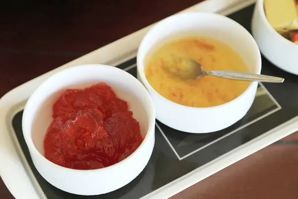 Strawberry Jam Marmalade White Bowl — Stock Photo, Image