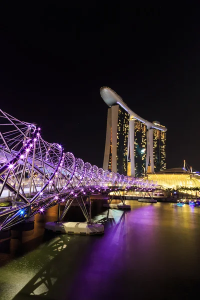 Noc marina bay Singapore — Zdjęcie stockowe