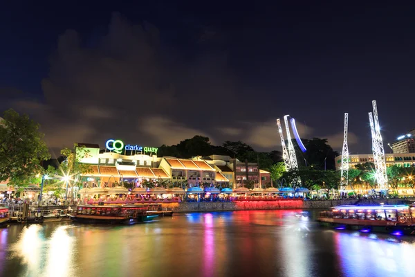 Singapore clarke quay natt — Stockfoto
