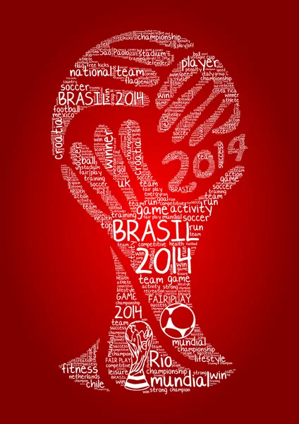 Palabra nube concepto de Brasil 2014 campeonato de fútbol en vector — Archivo Imágenes Vectoriales