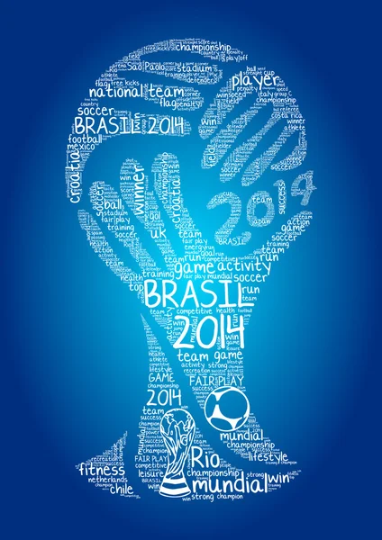 Palabra nube concepto de Brasil 2014 campeonato de fútbol en vector — Archivo Imágenes Vectoriales