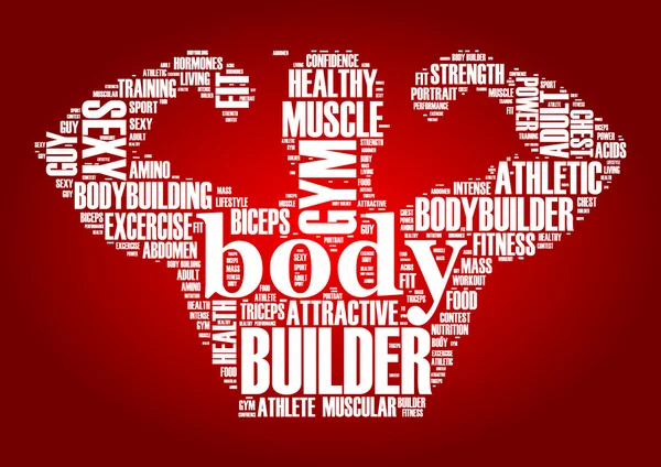Vücut Builder kelime bulut etiket kavramı vektör çizim