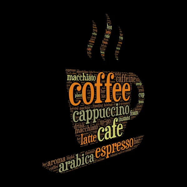 Taza de café palabra nube concepto en vector — Vector de stock