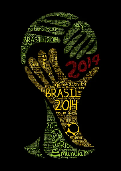 Palabra nube concepto de Brasil 2014 campeonato de fútbol en vector — Archivo Imágenes Vectoriales