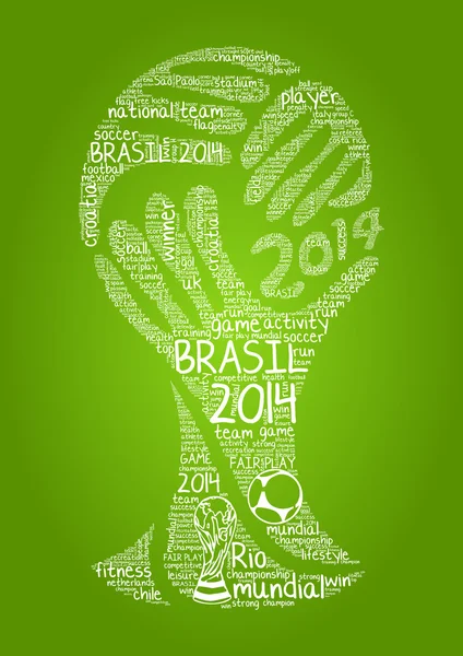 Palabra nube concepto de Brasil 2014 campeonato de fútbol en vector — Archivo Imágenes Vectoriales