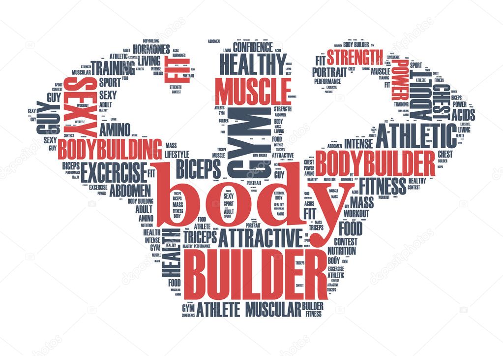 Body Builder word cloud tag concept in vector illustration