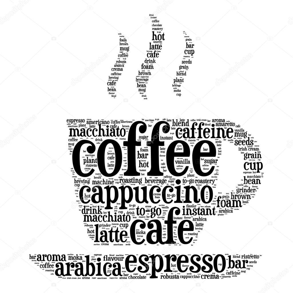 Coffee cup word cloud concept in vector