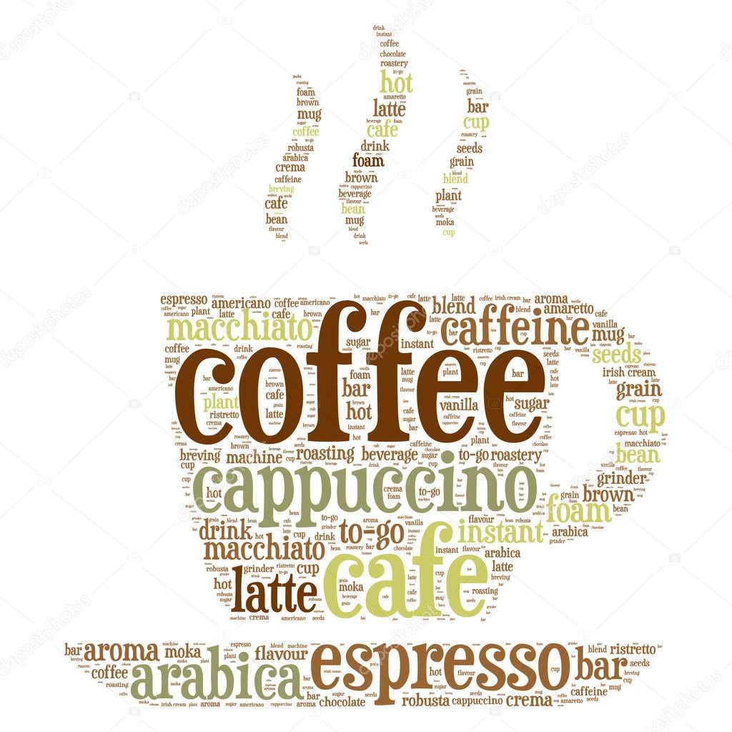 Coffee cup word cloud concept in vector