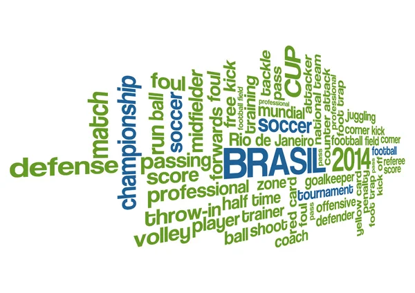 Palabra nube concepto de Brasil 2014 campeonato de fútbol en vector — Archivo Imágenes Vectoriales