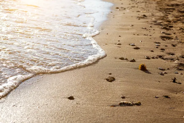 Soft wave of the sea on the sandy beach at summer — Stock Photo, Image