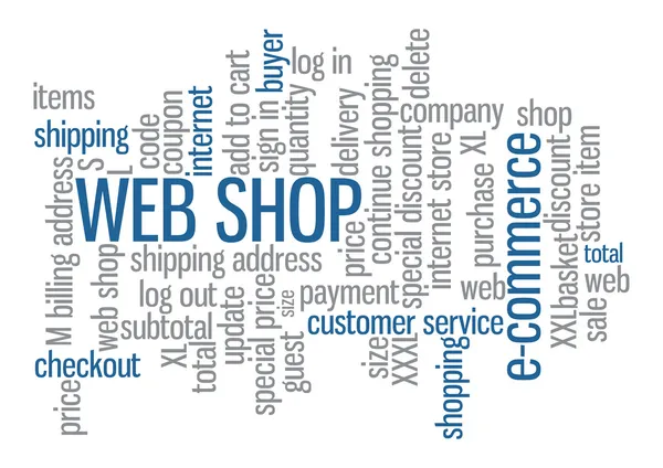 Web Dükkanı word cloud tag kavramı vektör beyaz zemin üzerine
