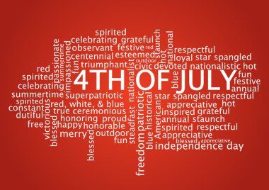 4 Temmuz - Independence day - word cloud tag konseptinin vektör