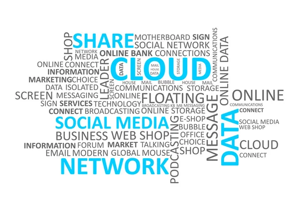bulut ve ağ sosyal medya word cloud tag kavramı vektör