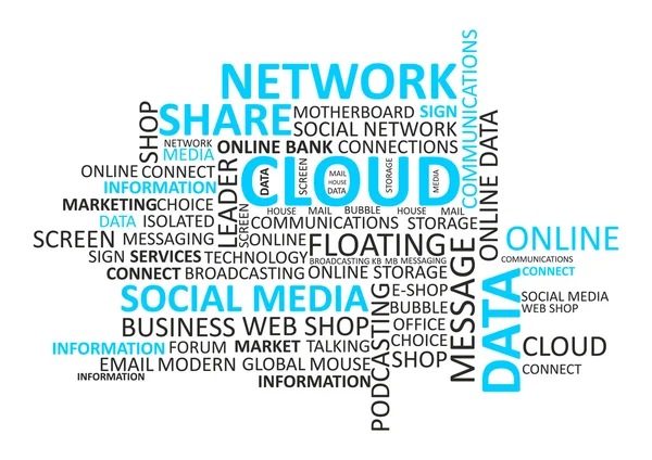 Nube y Red Redes Sociales Word Cloud tag concept in vector — Archivo Imágenes Vectoriales