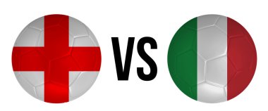 Beyaz arka plan üzerinde izole İngiltere vs İtalya Futbol topu kavramı
