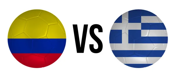Beyaz arka plan üzerinde izole Kolombiya vs Yunanistan Futbol topu kavramı