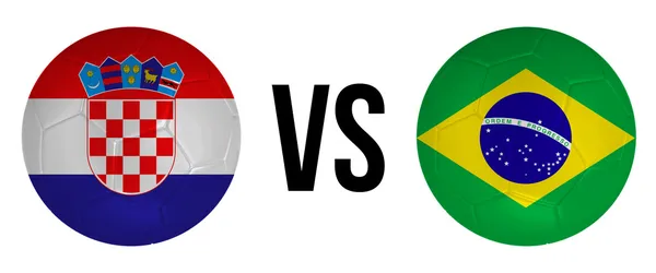 Beyaz arka plan üzerinde izole Hırvatistan vs Brezilya futbol topu kavramı — Stok fotoğraf