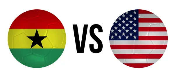 Ghana VS USA concepto de pelota de fútbol aislado sobre fondo blanco —  Fotos de Stock