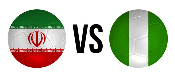 Iran VS Nigeria soccer ball concept isolated on white background — Stock Photo, Image