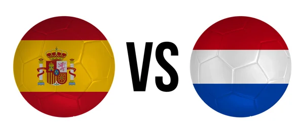 Spanien vs Niederlande Fußball-Konzept isoliert auf weißem Hintergrund — Stockfoto