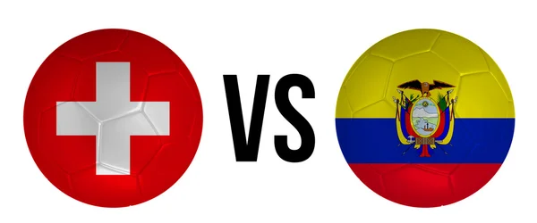 Switzerland VS Ecuador soccer ball concept isolated on white background — Stock Photo, Image