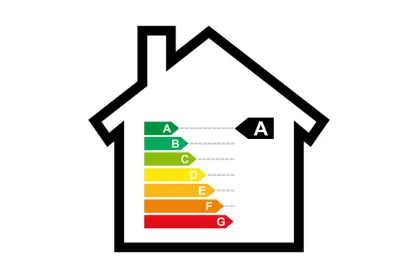 Energie-efficiëntie rating certificeringssysteem in vector huisvesting — Stockvector