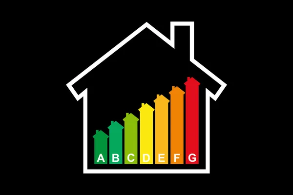 Sistema di certificazione dell'efficienza energetica degli alloggi nei vettori — Vettoriale Stock