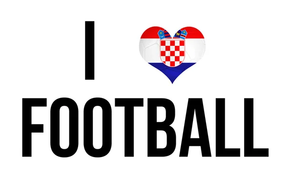 I Love Football Concept en forma de corazón y bandera nacional croata y pelota de fútbol —  Fotos de Stock