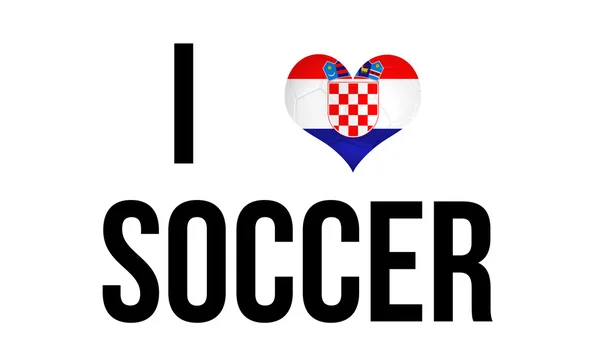 I Love Soccer Concept en forma de corazón y bandera nacional croata y pelota de fútbol —  Fotos de Stock