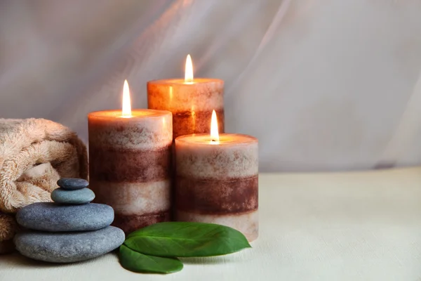 Spa setting with massage stones — Stock Photo, Image