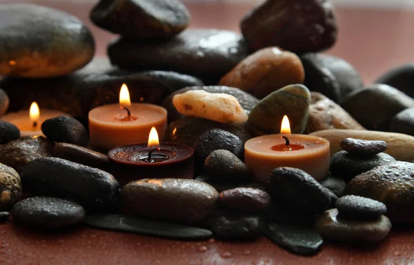 Spa stones and candle — Stock Photo, Image