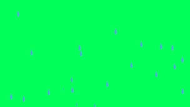 Animowane Krople Deszczu Zielonym Ekranem — Wideo stockowe