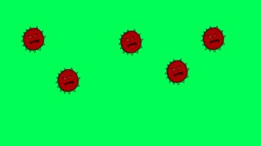 Bubble killing virus animation illustration video on green screen