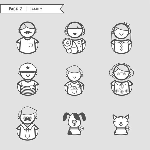 Встановити сімейну піктограму кольору сірий, сімейство персонажів, типова сім'я , — стоковий вектор