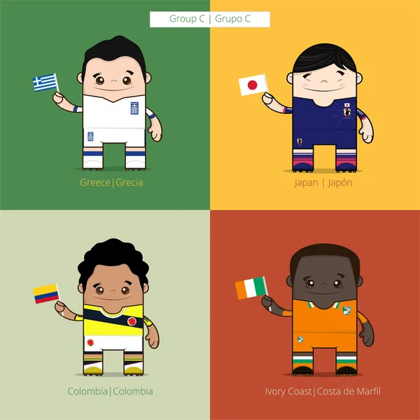 足球运动员矢量可爱的插图，世界杯足球 c — 图库矢量图片