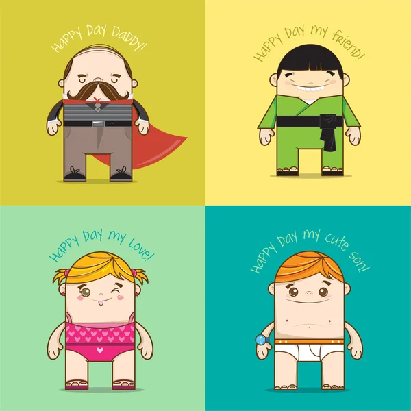 Baba süper kahraman, Çince, kız ve erkek karakter, eğlence illüstrasyon vektör