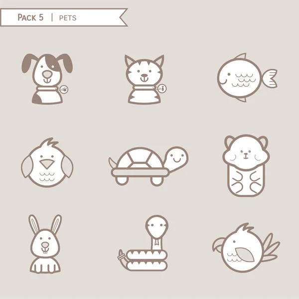evde beslenen hayvan simgeler, hayvanlar simgeler, simge paketi kahverengi