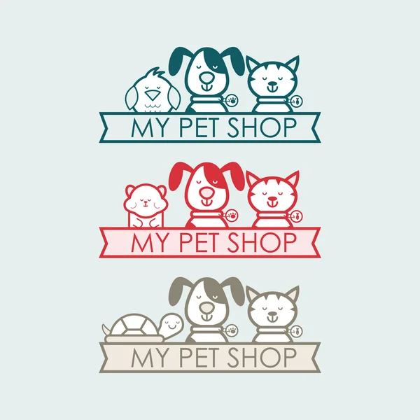 Pet Shop Illustration, Sign, Symbol, Button, Badge, Icons — Stock Vector