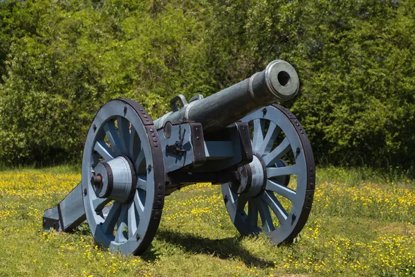 Old cannon on green grass — Stock Photo, Image