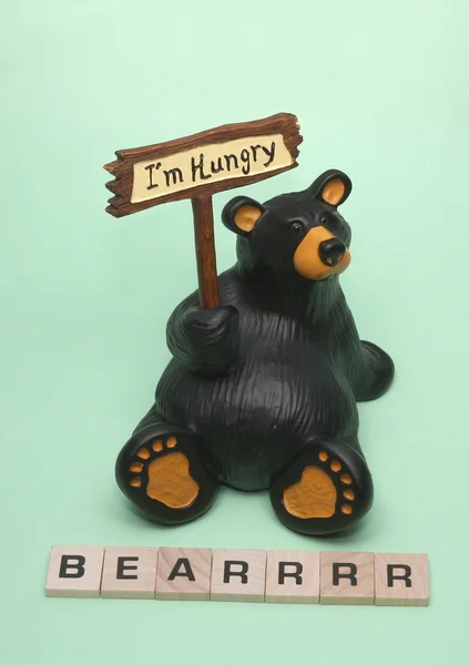 Toy bear with tag and message board — Stock Photo, Image