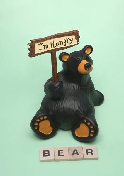 Ours jouet avec étiquette et babillard — Photo