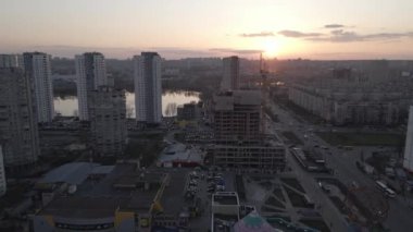 Kyiv, Ukrayna 10.31.2021: İHA 'dan Obolon' a hava görüntüsü