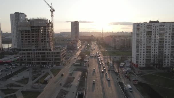 Kyiv, Ukrayna 10.31.2021: İHA 'dan Obolon' a hava görüntüsü — Stok video