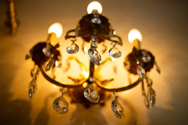 Caro Exquisito Candelabro Cristal Interior Estilo Victoriano —  Fotos de Stock