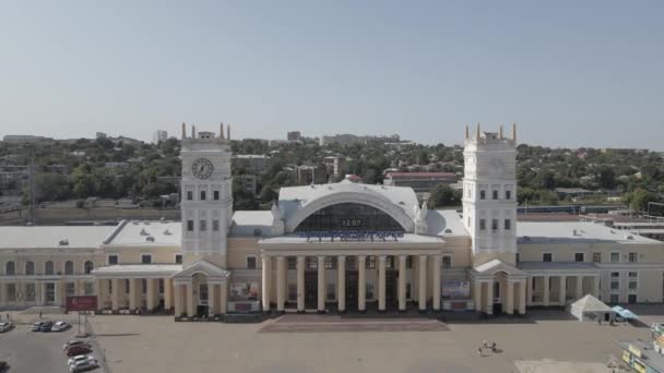 Aerial View Drone Cable Car Kharkov Outdoor — Stock Video