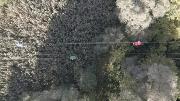 哈尔科夫室外缆车上无人侦察机的空中景观 — 图库视频影像