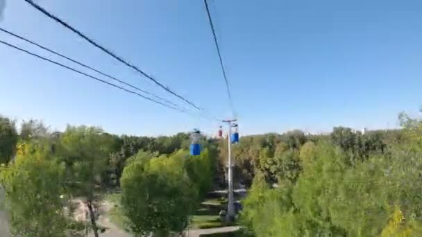 Aerial View Drone Cable Car Kharkov Outdoor — Stock Video