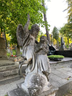 Lviv, Ukrayna 05.26.2022 - Lviv 'deki Lychakivske mezarlığı. Yüksek kalite fotoğraf