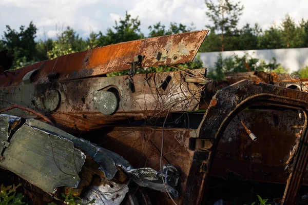 Destroyed Burned Modern Tank Russian Army Ukraine War 2022 — Fotografia de Stock